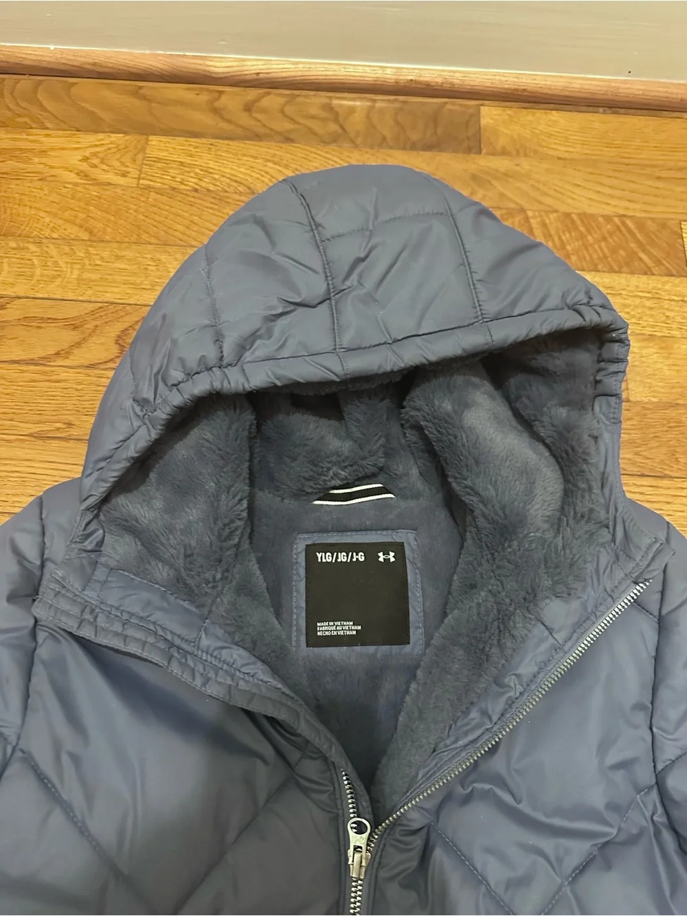 Under Armour Girls Navy Hooded Quilted Puffer Coat